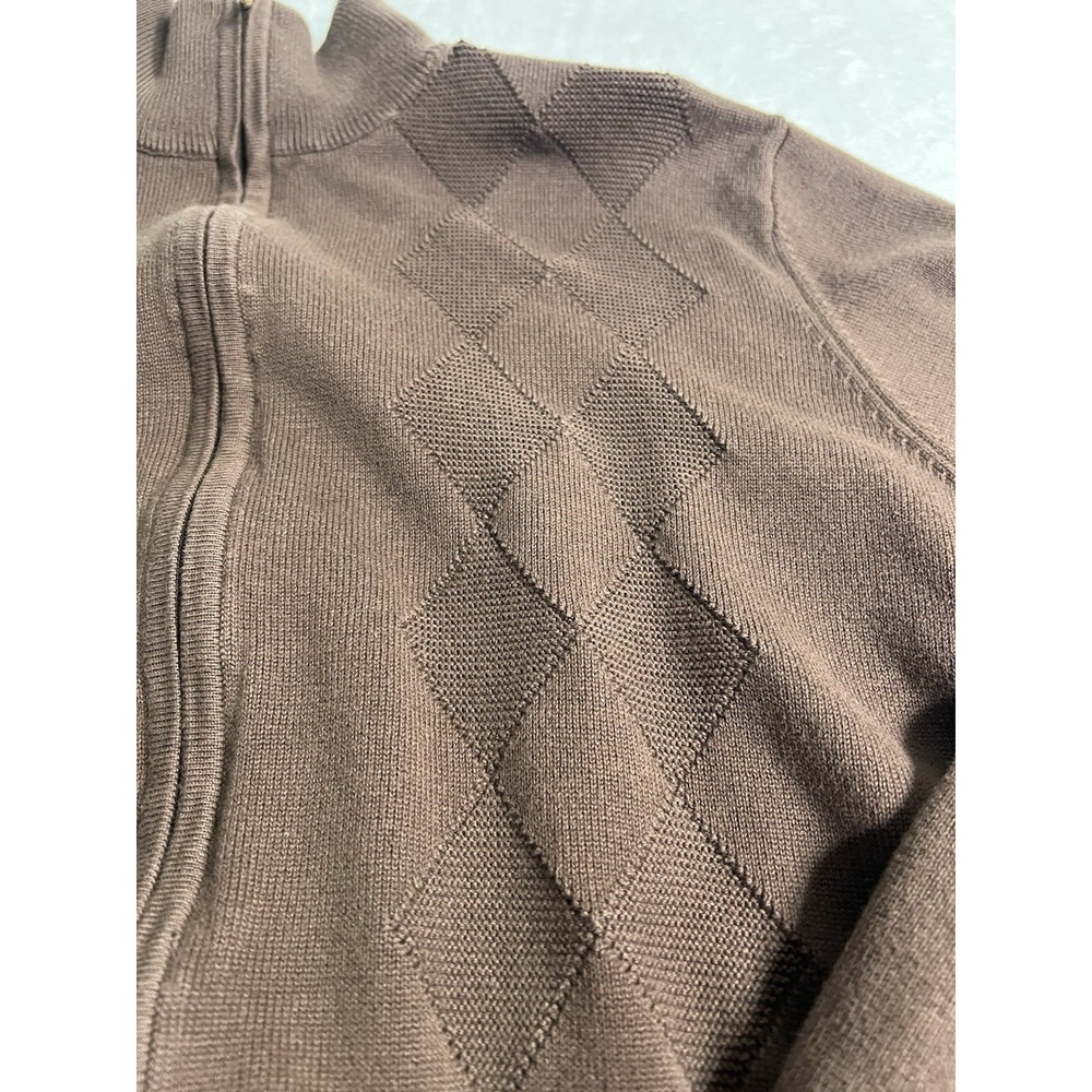 Izod Brown Zip-Up Argyle Sweater - Picture 4 of 10